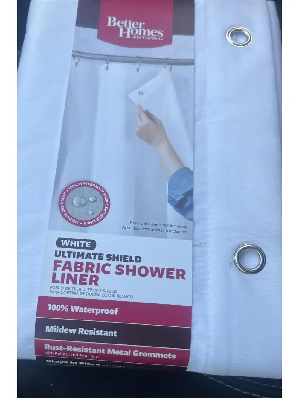 Better Homes & Gardens - Waterproof Ultimate Shield Fabric Shower Liner - White